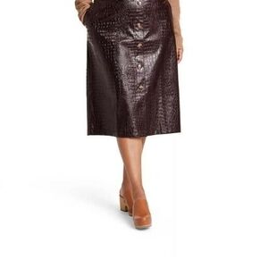 Rachel Comey Textured Dark Brown Midi Skirt